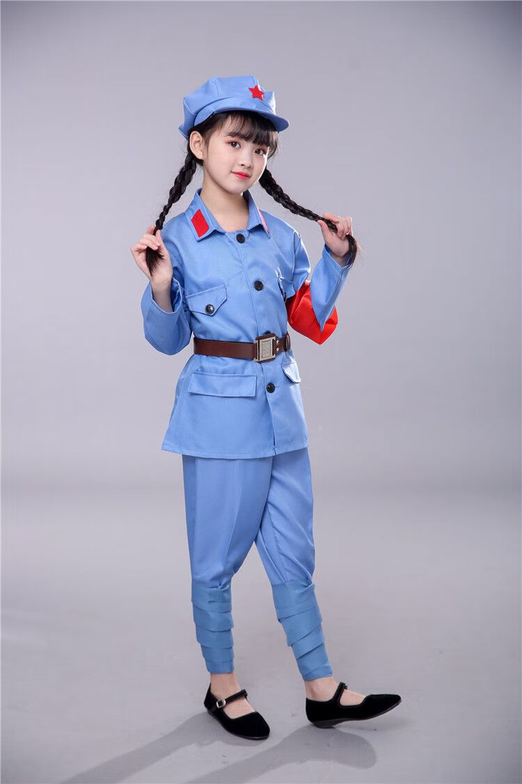 儿童小红军演出衣服元旦儿童八路军演出服套装成人新四军红军影视道具