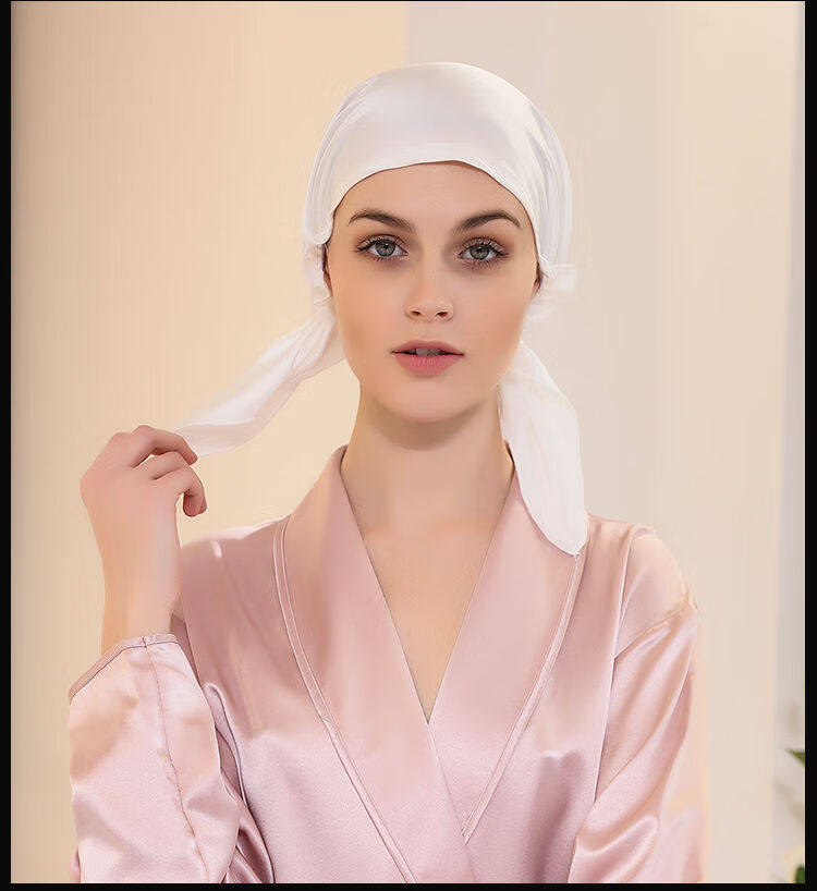 新品睡帽1006a桑蚕睡帽护发月子帽家居帽子睡眠帽丝绸产后帽莲花粉