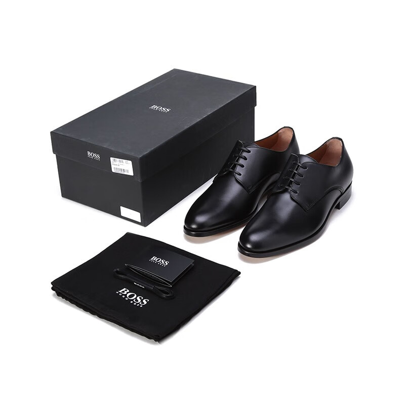 男鞋 雨果博斯 hugo boss 男士皮革系带皮鞋德比鞋 50454689 001 黑色