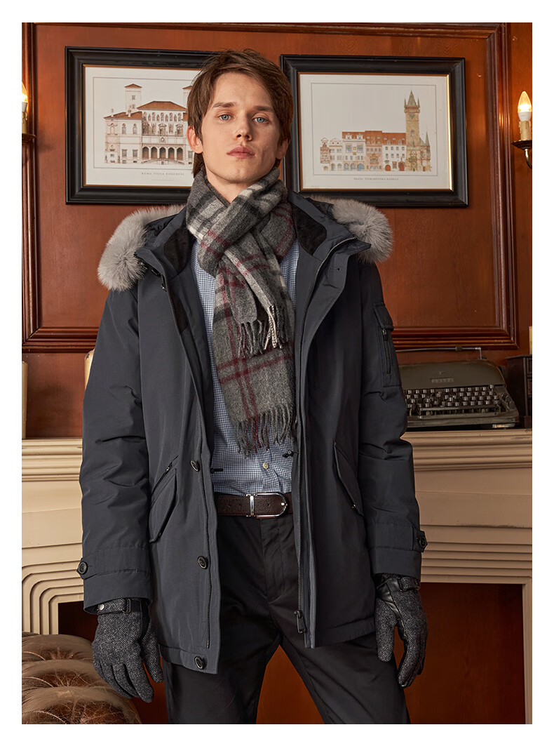 【反季清货】scofield男士羽绒服品牌冬季鸭绒保暖中长款连帽外套