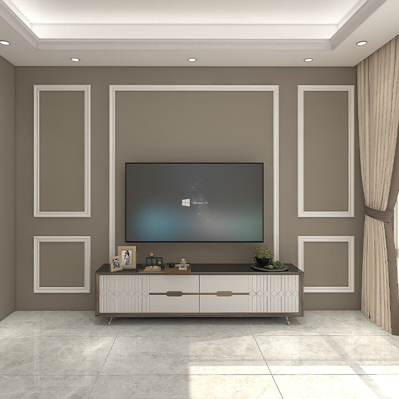 钛金条吊顶 实木线条装饰电视墙金属边框造型客厅背景墙烤漆木线欧式