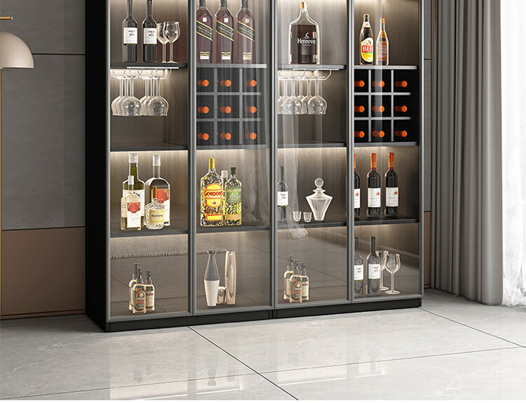 慕帆(mufan)玻璃酒柜客厅靠墙展示柜轻奢白酒酒柜玻璃门极简酒柜双门
