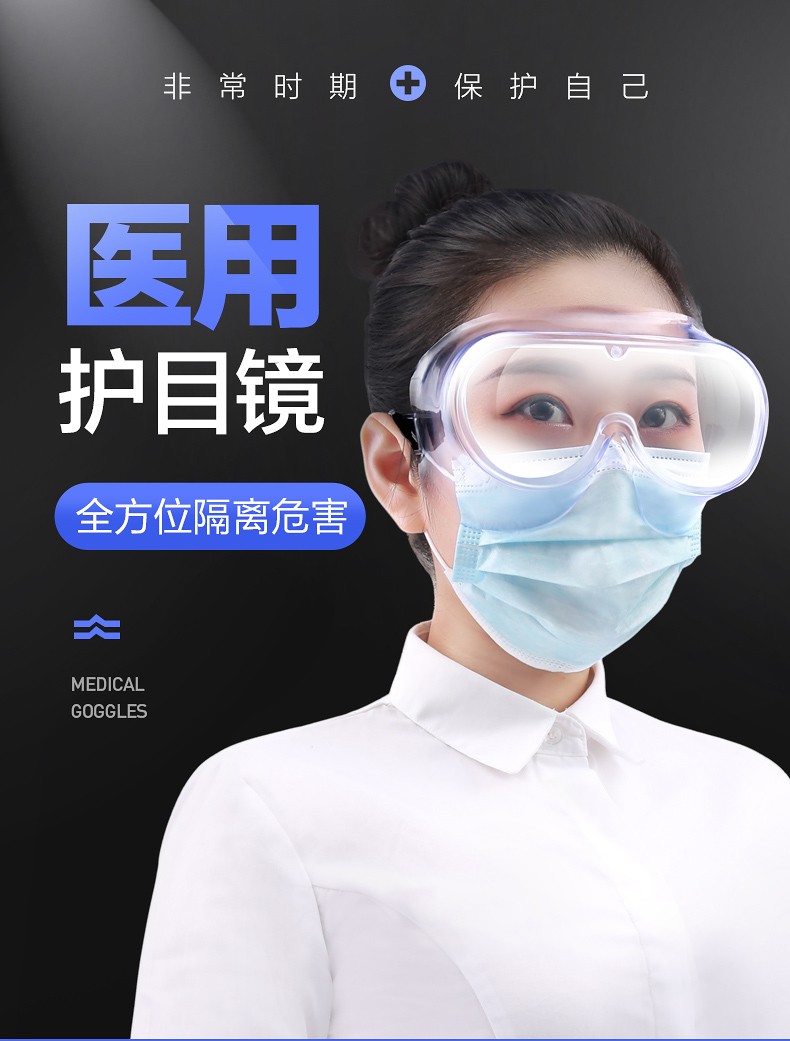 医用护目镜平光镜目镜医学防护眼镜隔离全封闭眼罩防飞沫 【现货】
