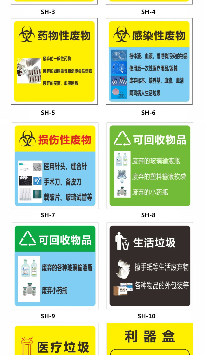 医疗废物分类标签贴定制医院垃圾桶分类贴纸医疗废弃物标识牌感染损伤