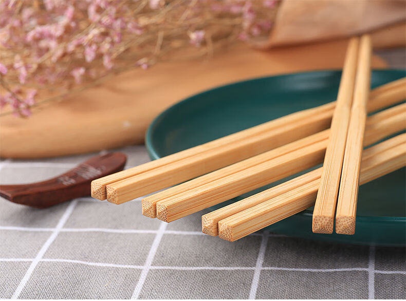 中式传统中华筷子家用方头筷特色饭店无漆无蜡天然楠竹老筷子中华筷子