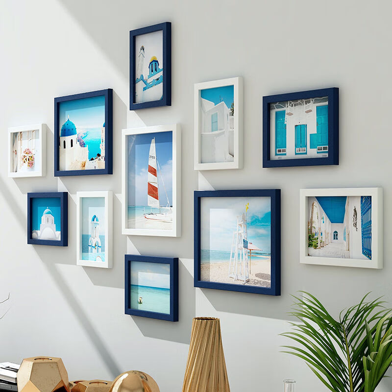 创意相框组合照片墙上装饰品房间背景相片墙客厅挂墙免打孔洗照片 白