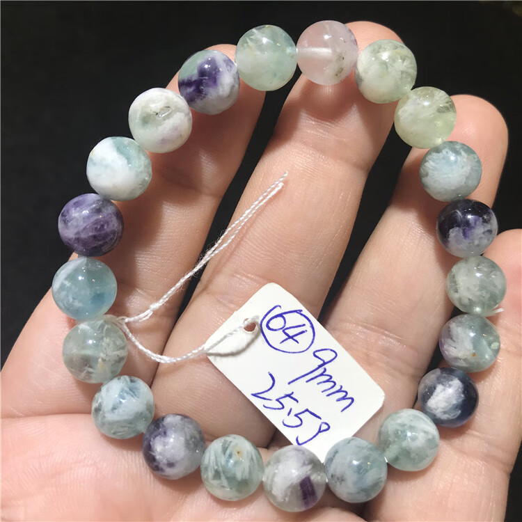 萤石手串 天然羽毛萤石手链 雪花萤石 暖宫石 efp定制款 80【图片