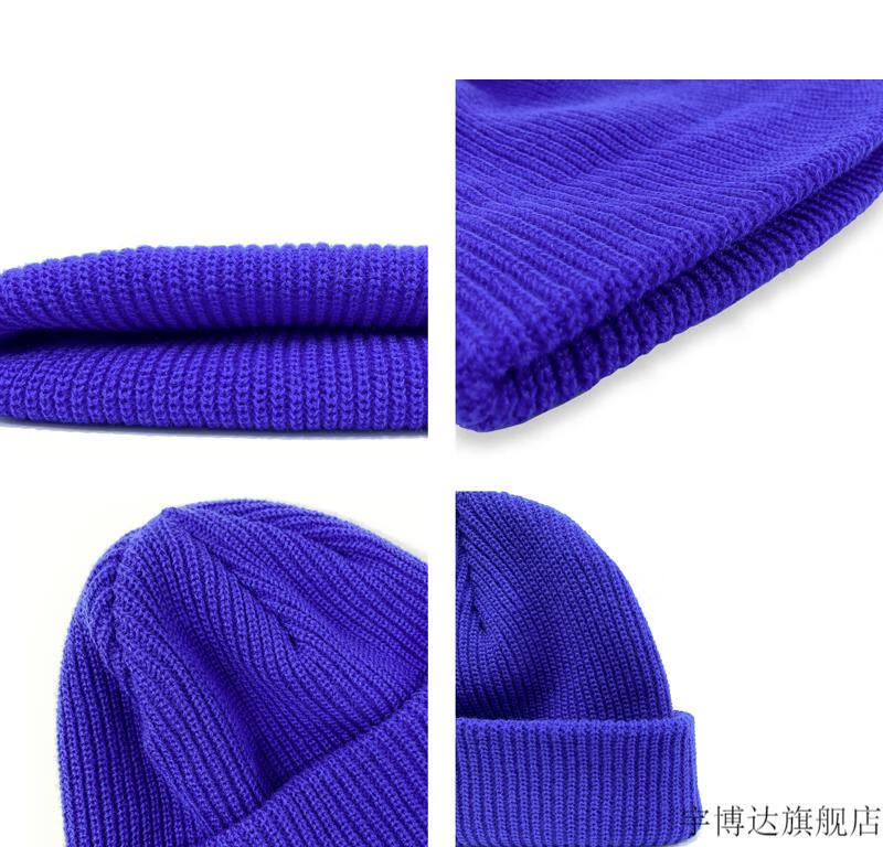 王嘉尔同款冷teamwang短款针织帽潮男瓜皮帽玫红橘黑蓝毛线帽 灰色 m