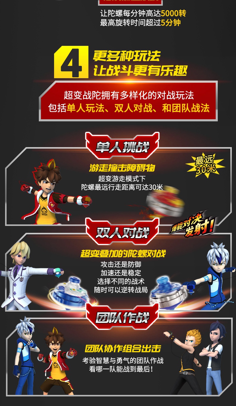 【京品优选】超变战陀三星三变战陀玩具升级版圣焰红龙猎冰蓝龙三星战