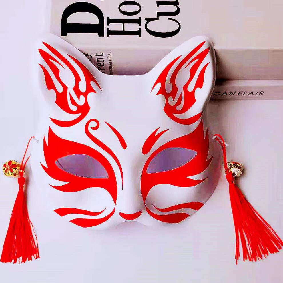 万圣节网红狐狸面具半脸古风日式彩绘二次元化妆舞会万圣节男女装扮