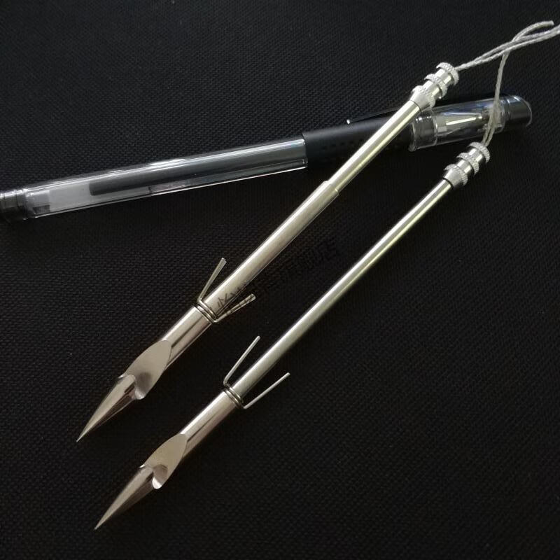 深水鱼镖鱼鳔弹弓鱼镖不锈钢飞鲨镖鱼箭标打鱼捕鱼镖棱形镖10支含护指