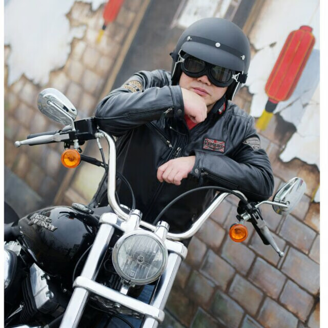 复古哈雷头盔大码大头围加肥加大摩托车大头胖子xxxxl号男机车半盔34