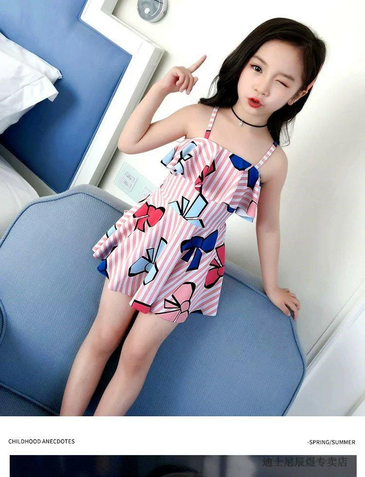 迪士尼(disney)官方品牌童装小学生泳衣女孩中大童分体比基尼可爱公主