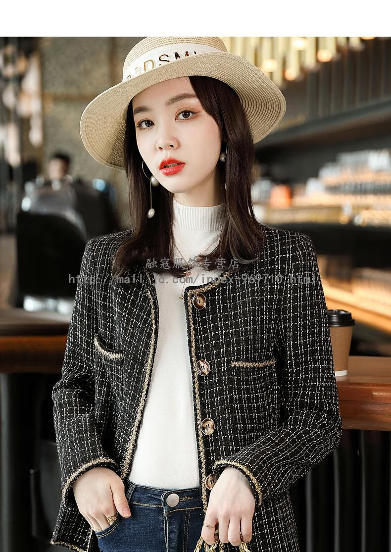 sxa 香港潮牌小香风格粗花呢短外套女装 2021春秋新款法式气质名媛