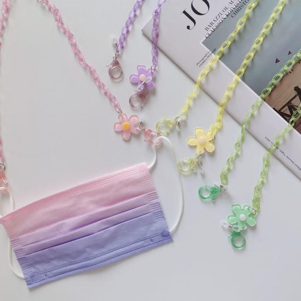趣仕达儿童口罩挂链自制ins彩色小清新小花挂件口罩链挂绳眼镜防丢链
