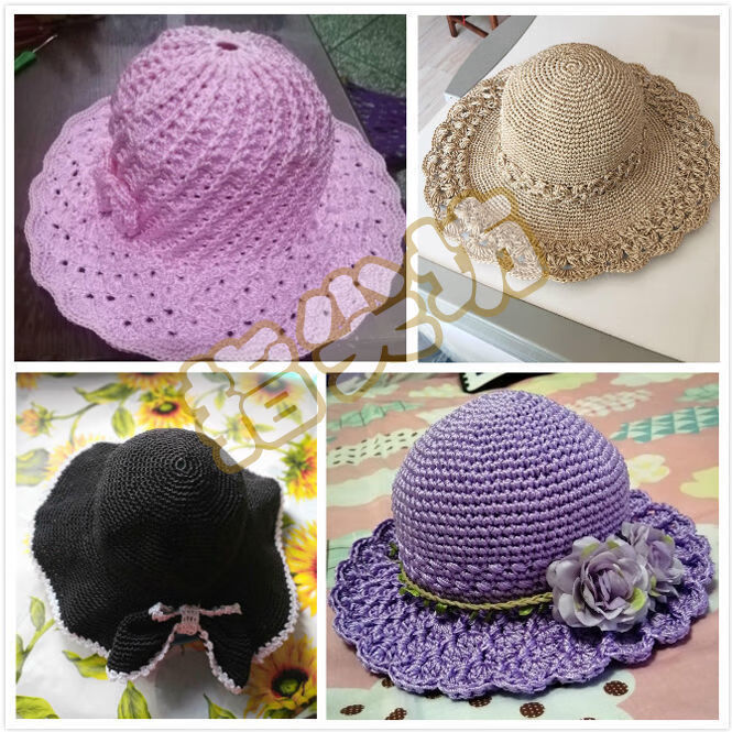 乔与乔伊新品冰丝合股线钩帽的线钩帽子材料包钩帽子渔夫帽夏凉帽汽车