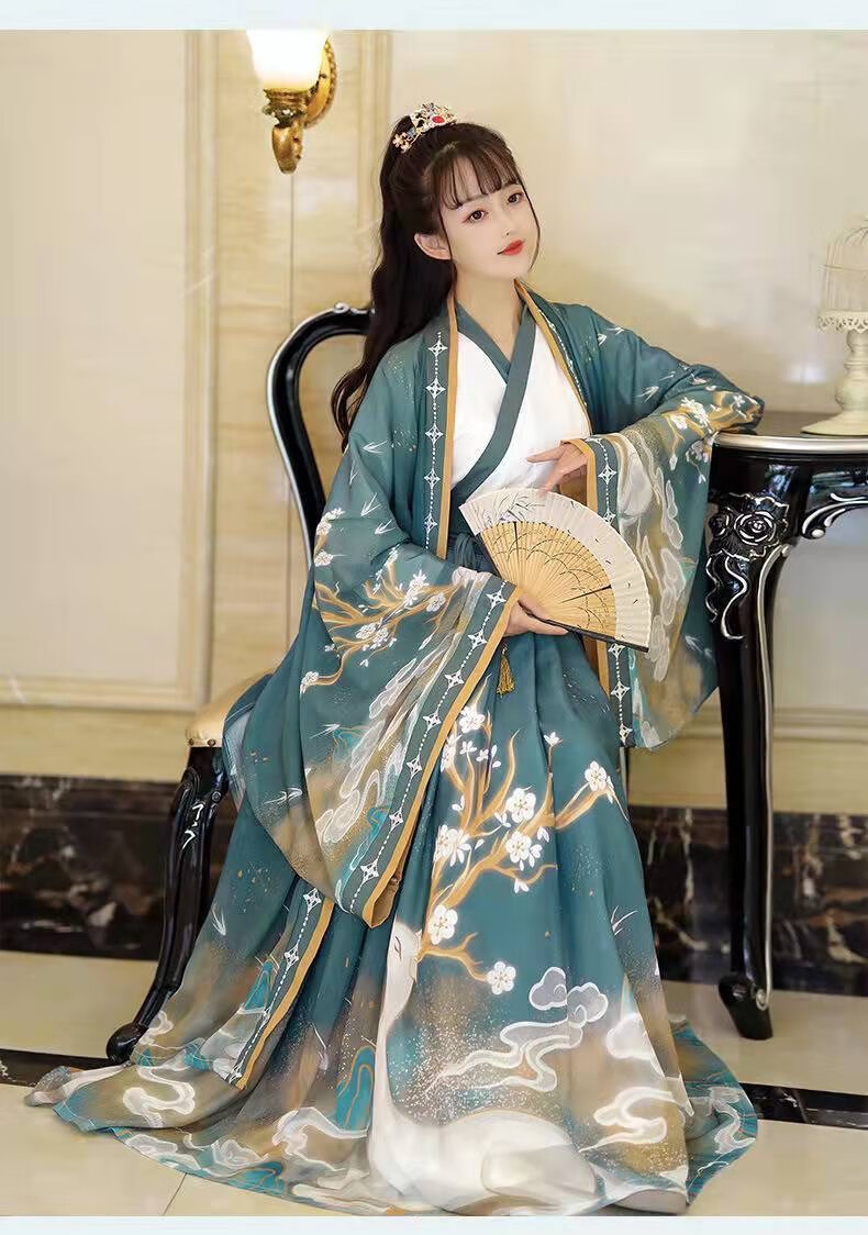 鹿王恋雪2022年鹿瑶汉服女春季精致唯美大袖衫宋制印花齐腰襦裙魏飘逸