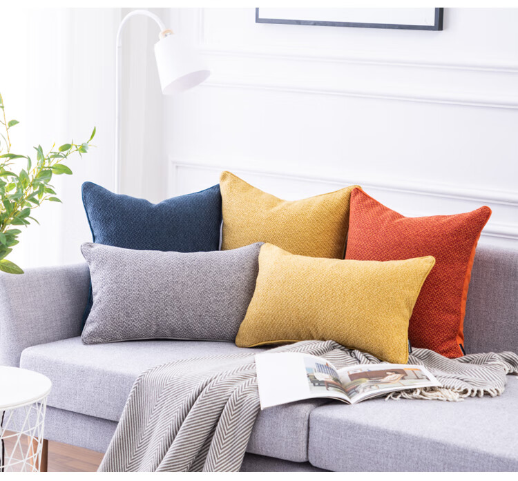 北欧ins棉麻沙发抱枕靠垫客厅床上长方形轻奢大靠枕套定制不含芯海