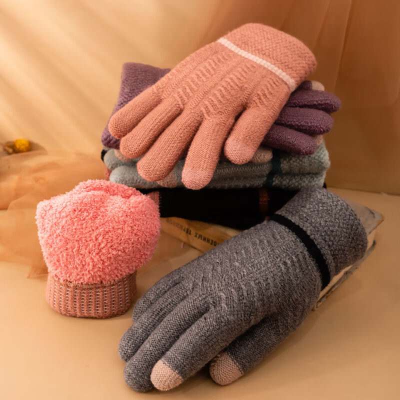 斐珺服饰配件新品毛线手套韩版厚手套女士保暖学生冬季双层加绒加厚