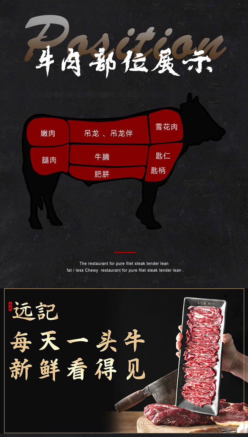 潮汕牛肉吊龙切片新鲜吊龙肉本地鲜黄牛肉生鲜屠宰牛肉远记黄牛牛舌头