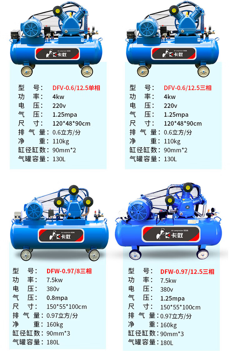 家用空气压缩机空压机充气泵汽修高压打气泵220v小型木工喷漆 全铜7.