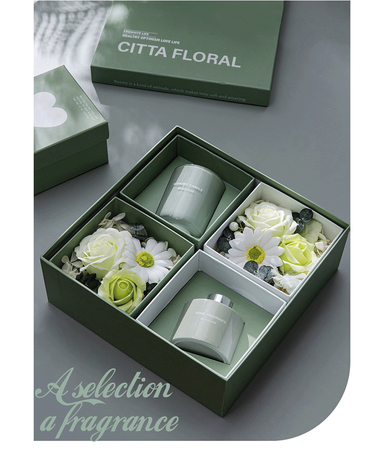 茉莉花蜡香薰520情人节礼盒创意ins香薰蜡烛礼盒永生花套装精致美观