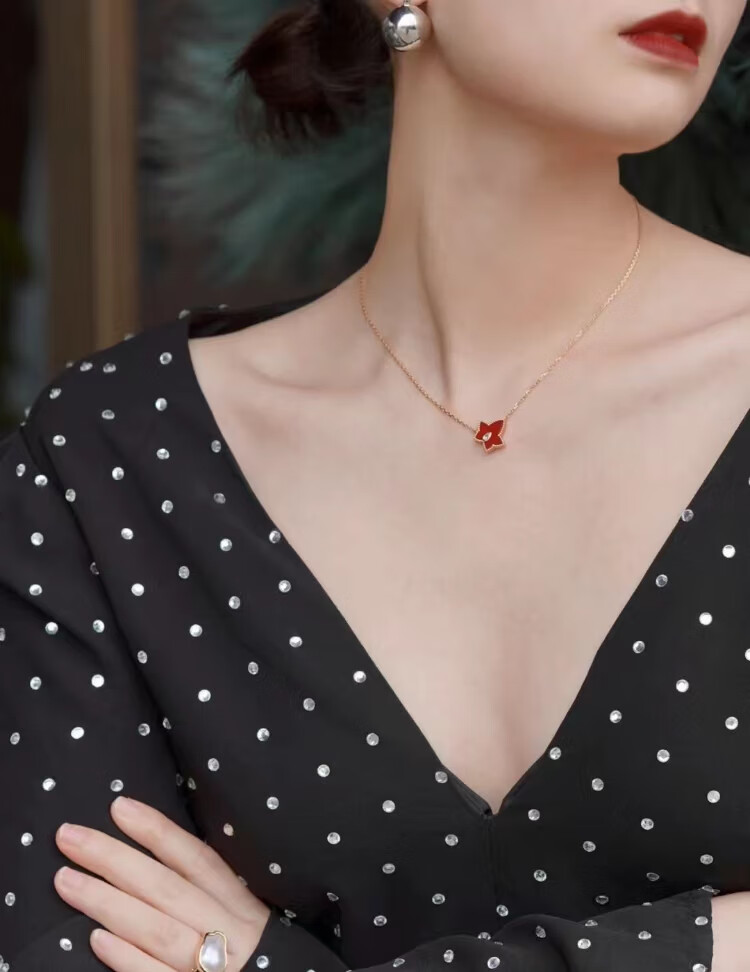 罗拉rose常青藤项链女18k金孔雀石锁骨链情人节孔雀石