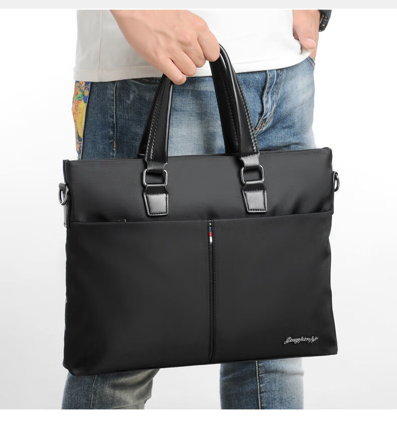 新款男士牛津布手提包大容量电脑包单肩斜挎手拎帆布商务公文包潮810