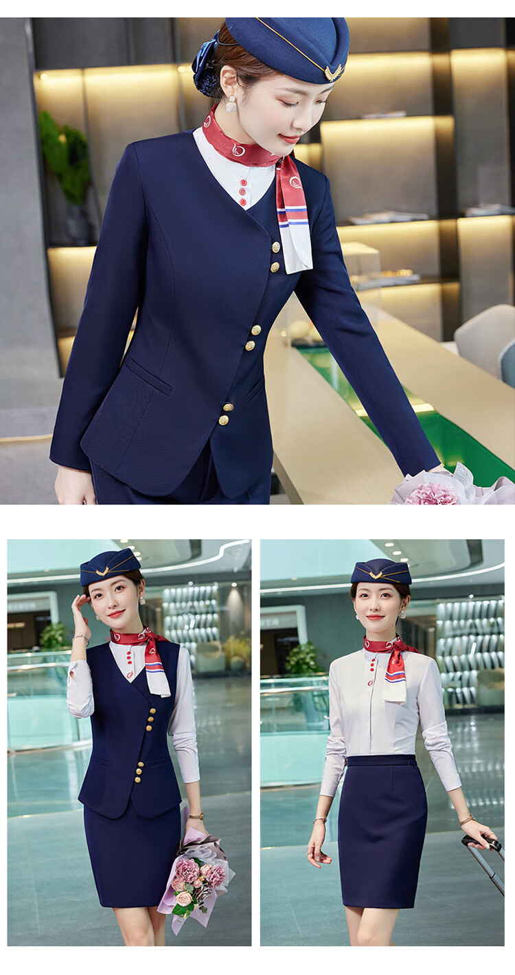 海航空姐制服职业女装套装长袖小西装外套女航空学院美容师酒店售楼部
