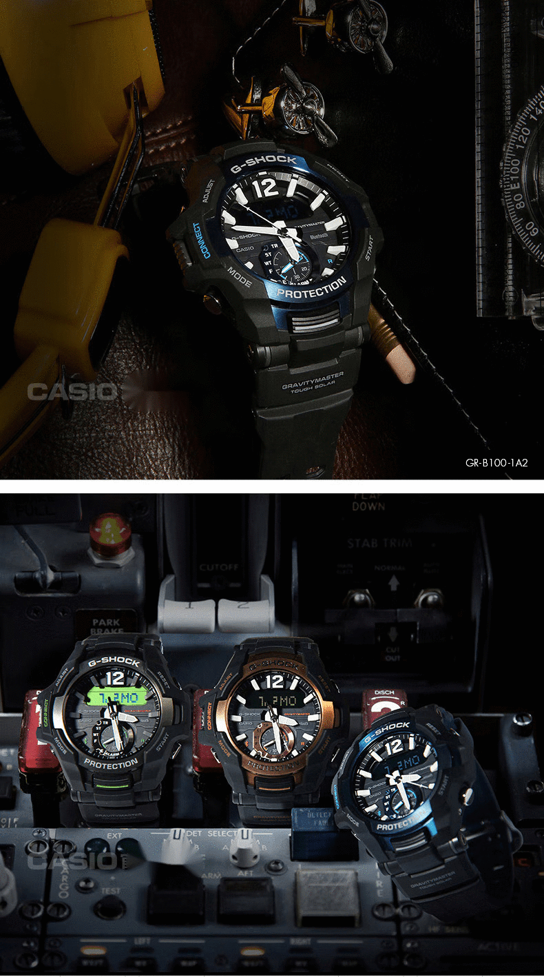 casiogr-b100男士运动防水手表卡西欧g-shock官方 gr-b100-1a4pr