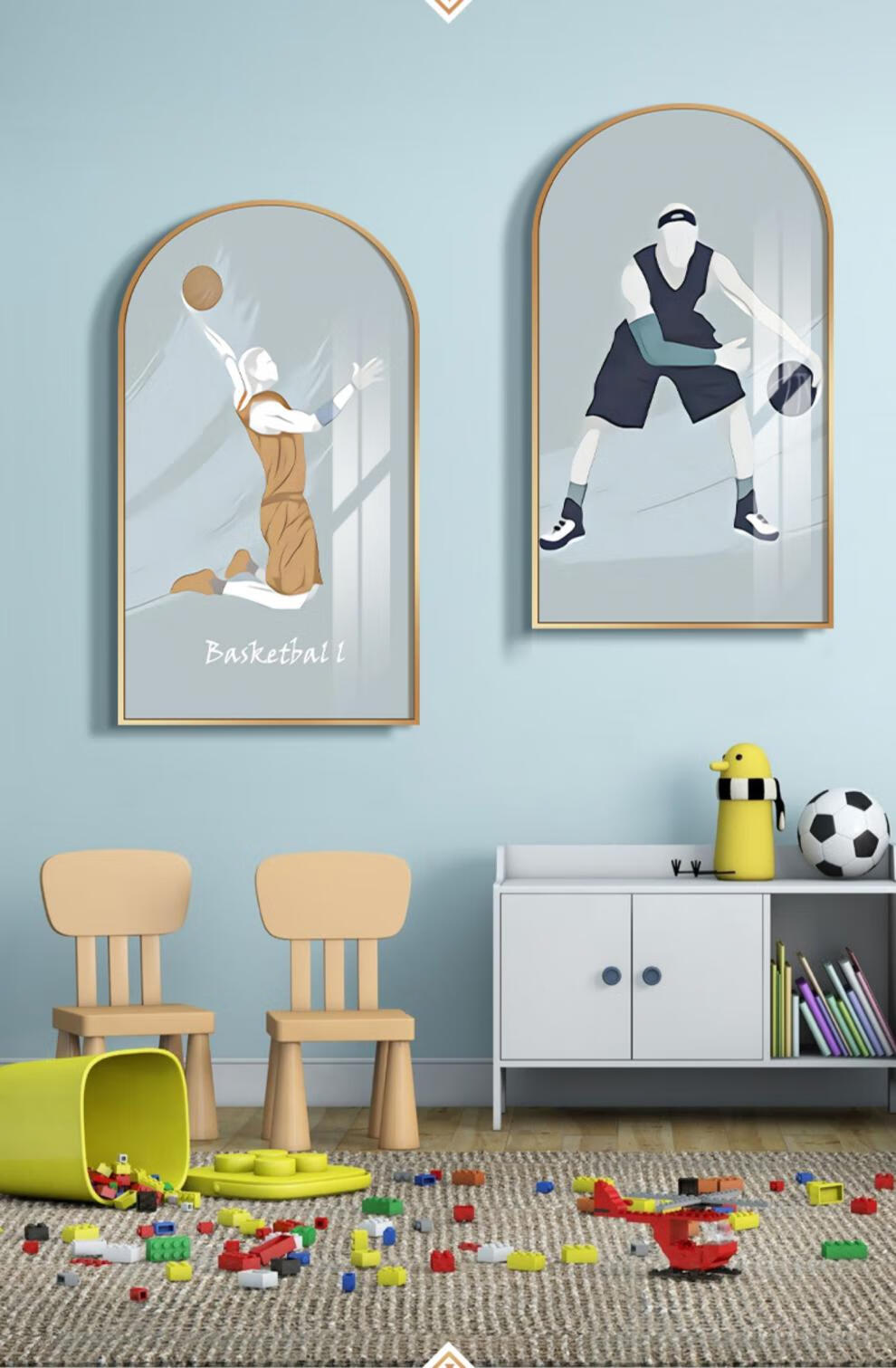 天颛篮球装饰画球衣挂画篮球人生男孩卧室床头画书房走廊过道现代简约