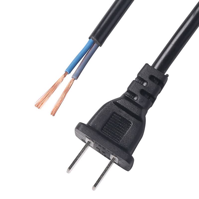 2插国标电源线插头2芯0751015平方两项带线插头两孔二脚裸线2x03平方