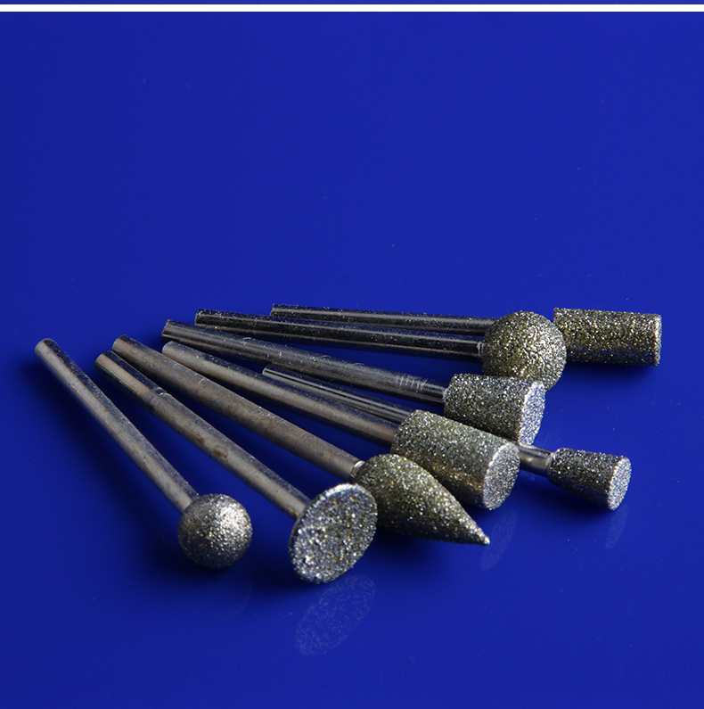 金刚石磨头粗砂合金磨头3mm柄金刚砂打磨头玉石翡翠原石打磨去皮圆柱