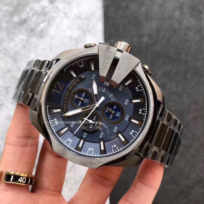 diesel迪赛手表男偏光大表盘时尚钢带欧美石英腕表dz7395杰霆 dz7888