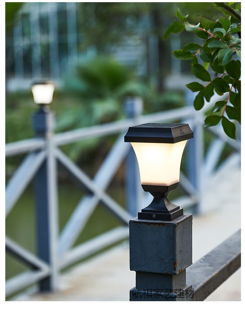 太阳能围墙灯别墅家用庭院灯农村门柱围栏小柱子灯户外防水柱头灯太阳