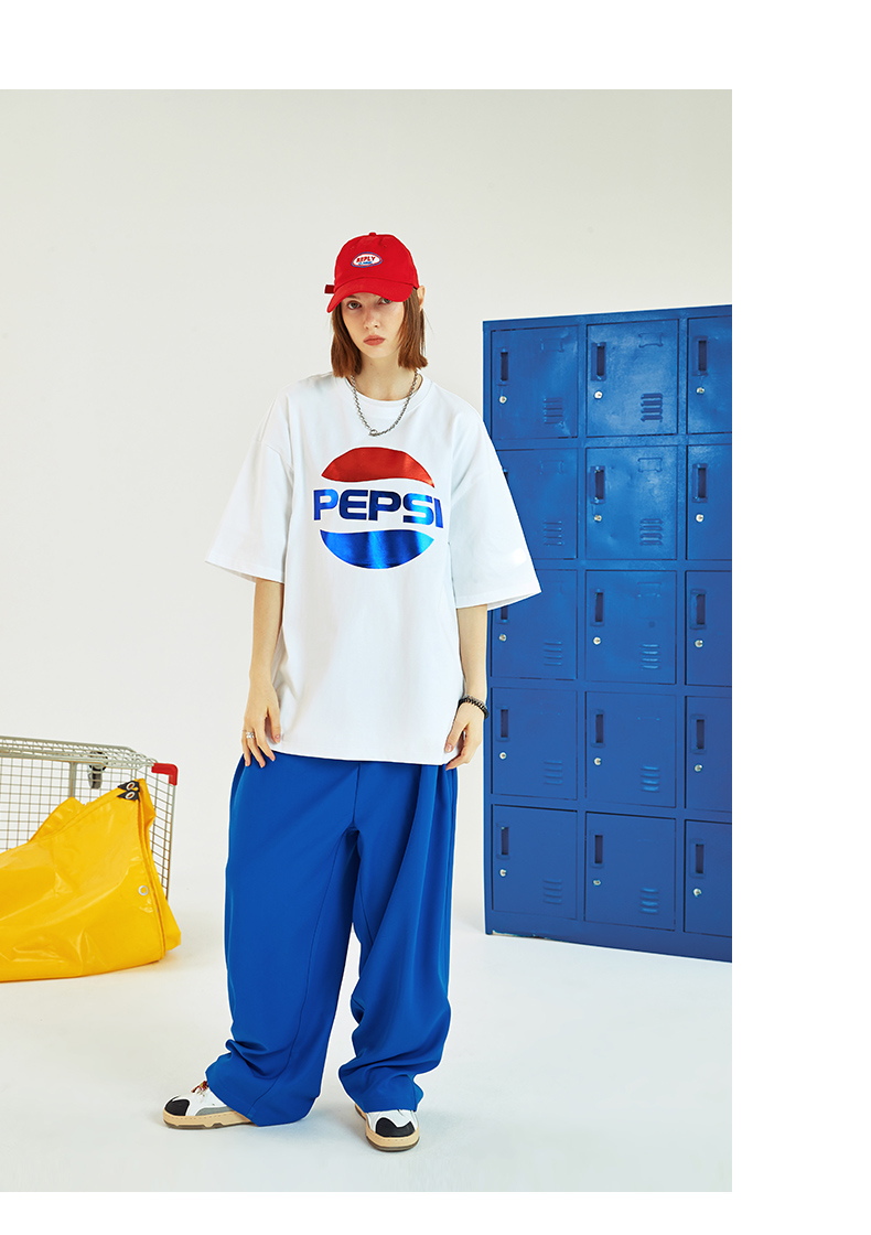 百事可乐夏季宽松潮流国潮男潮ins潮牌t恤半袖 粉红色 3xl【图片 价格