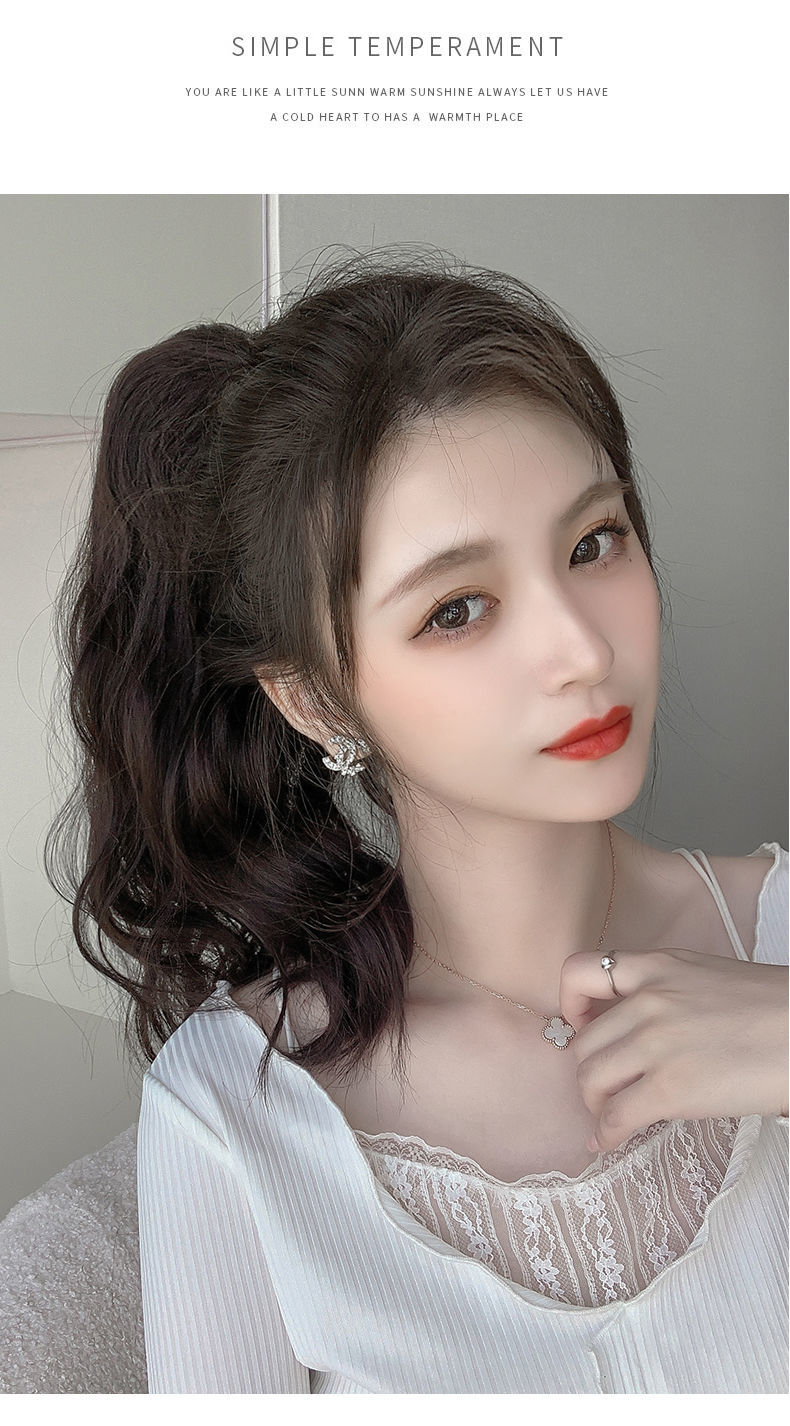 唐妮马尾假发女云朵烫抓夹马尾网红水波纹短款仿真发自然高马尾辫子h