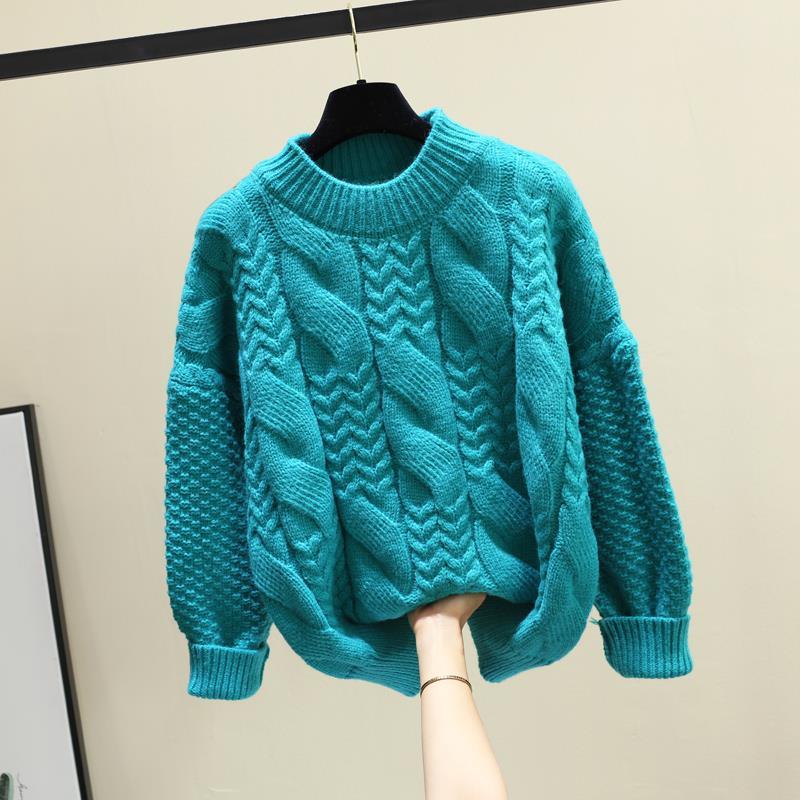 装加厚宽松套头外穿毛衣女冬韩版懒惰风内穿毛线衣橘红色s建议8595斤