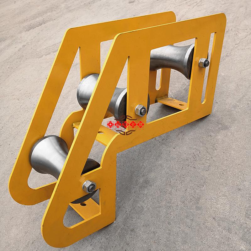 电缆放线滑轮重型合金钢轮管口尼龙轮直跑三联滑车铁轮井口重型井口