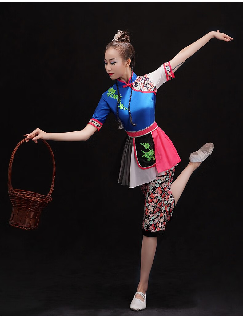 舒弗星斗笠舞舞蹈服装表演服演出服民族风村姑衣服古典舞采茶女图片色