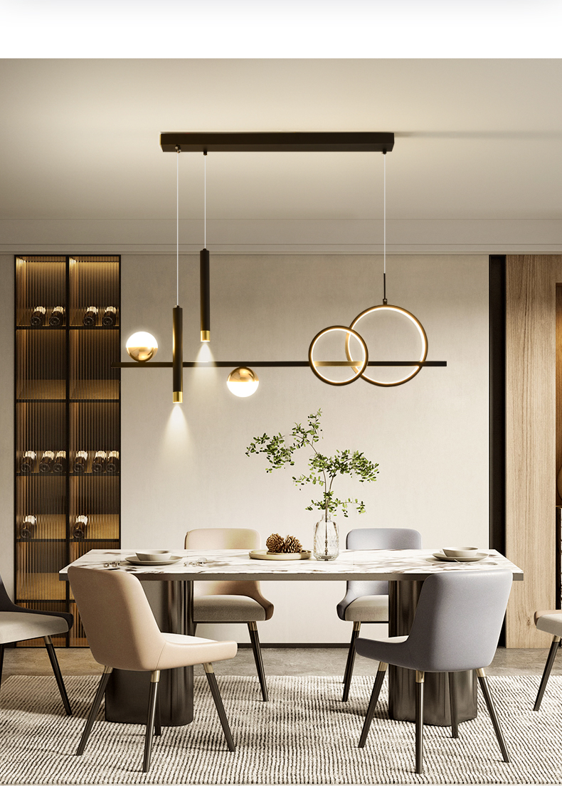 欧普侍餐厅吊灯简约现代创意轻奢2021年新款北欧带射灯饭厅餐桌吧台