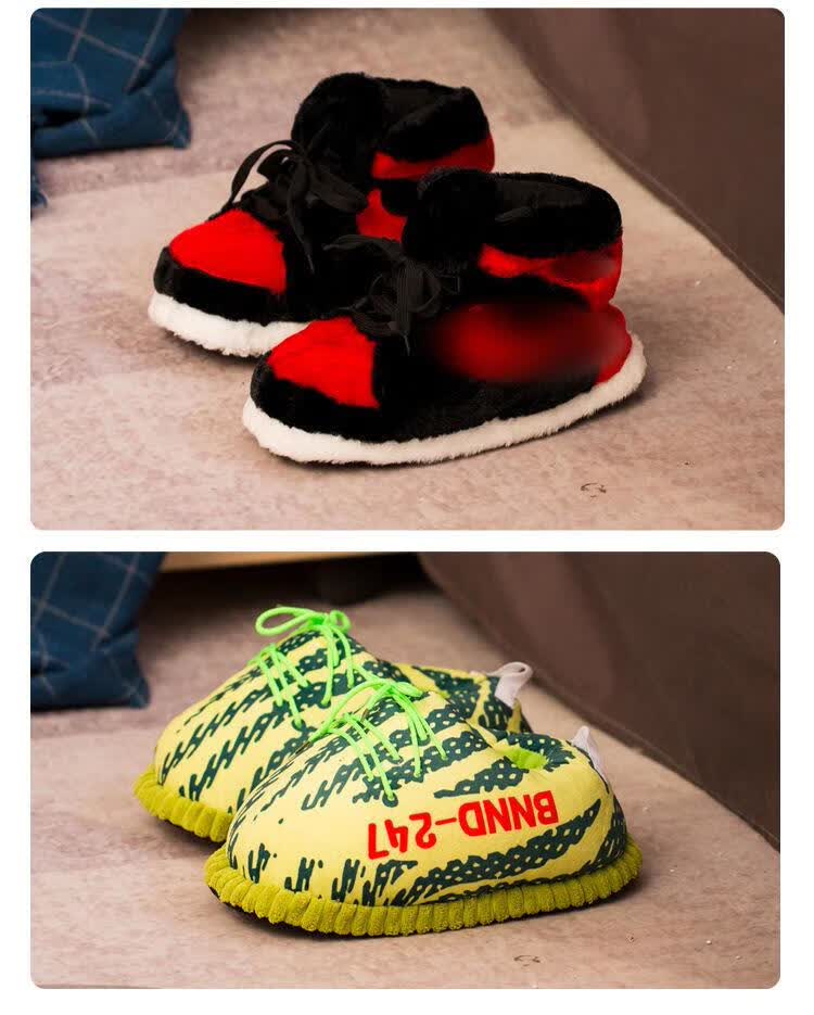 aj棉拖鞋抖音椰子棉拖鞋回到未来发光棉鞋aj1黑红恶搞保暖家居棉拖鞋