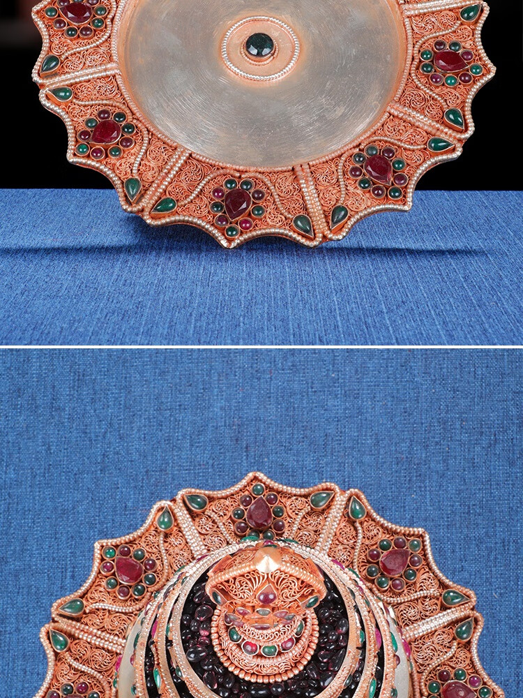 京选好货曼扎盘尼泊尔手工掐丝曼达盘藏式曼茶罗供曼扎修盘全套105cm