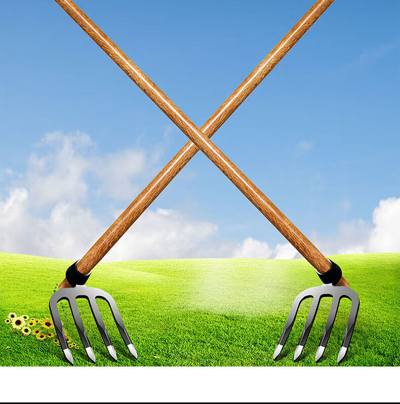 大钉耙子锰钢松土锄宽齿农用工具挖地加厚铁齿耙园艺扒子翻地全钢锁季