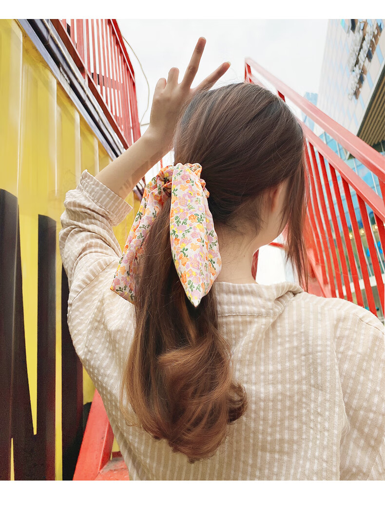 飞鹅发带女绑发飘带头绳法式复古夏天丝巾网红发圈夏季薄款扎马尾头巾