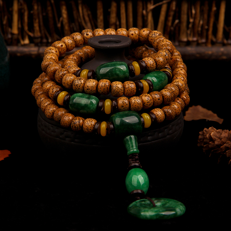 海南高密陈籽星月菩提108颗男女藏式老料佛珠念珠南红玛瑙手串项链99