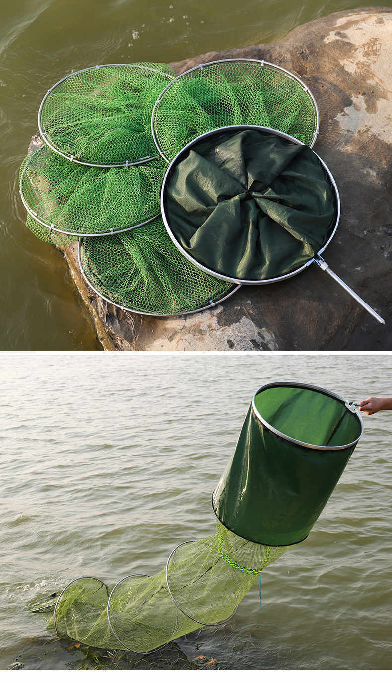 鱼护不锈钢钓鱼鱼护网兜护鱼包涂胶渔护装鱼袋折叠多功能加厚速干鱼网