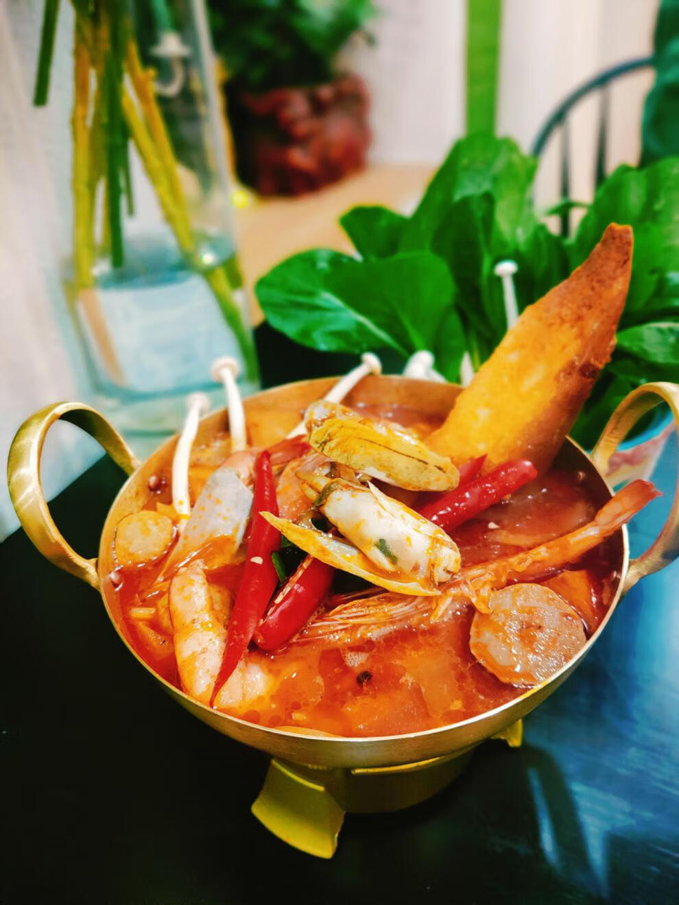 泰式冬阴功汤锅冬阴功铜汤锅牛腩咖喱小铜锅泰式商用铜锅家用火锅