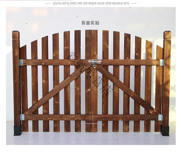 花园木门碳化防腐木栅栏围栏门户外庭院围墙院子篱笆护栏双开木门单开