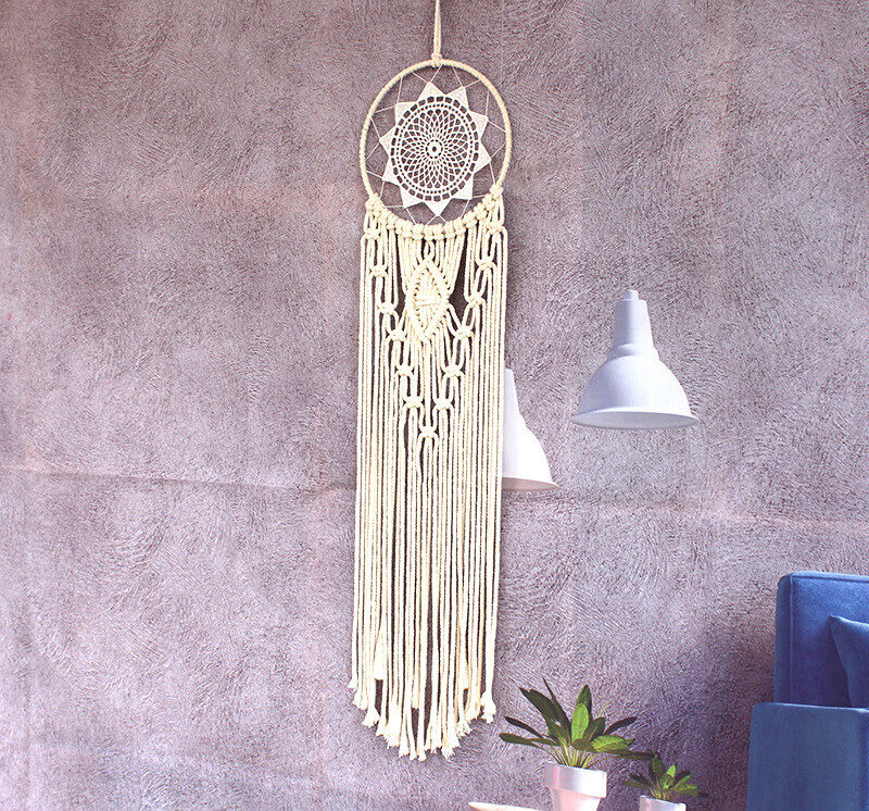 波西米亚棉绳编织流苏挂毯捕梦网客厅室内装饰壁毯挂饰女同学礼物 容